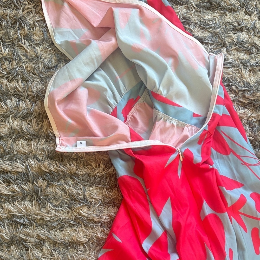 NWOT ! Vibrant Floral One-Shoulder Maxi Dress - Pink and Blue, Size S - Picture 5 of 5